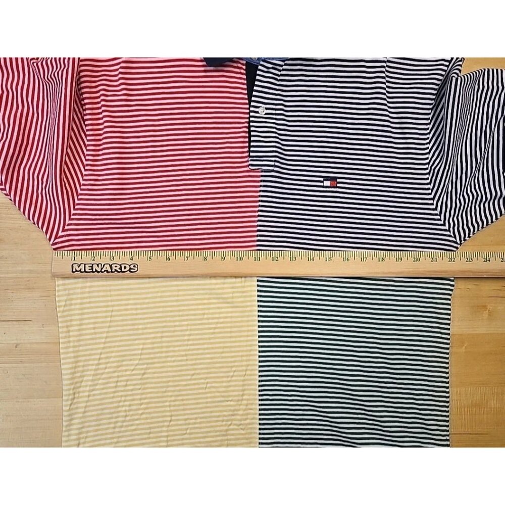 Vintage Tommy Hilfiger Polo Shirt Mens Size Large Multicolour Patchwork Striped - Picture 4 of 8